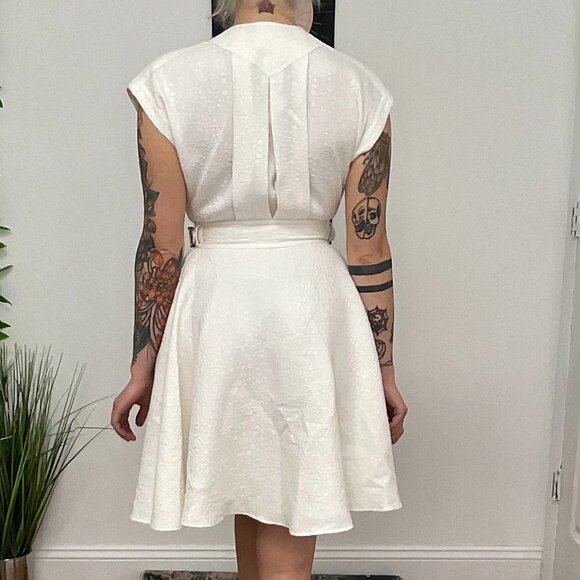 Rachel Zoe Cap Sleeve Textured A-Line Evening Dress Size 0 White - Picture 8 of 12